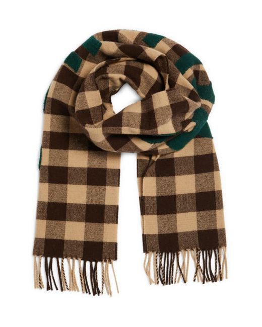 Acne Studios Veda Buffalo Plaid Wool Blend Scarf in Brown at