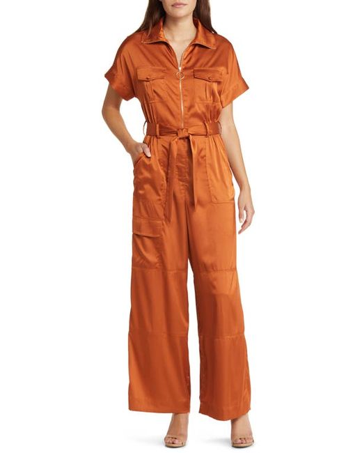Hutch Kerrigan Satin Utility Jumpsuit in at Large