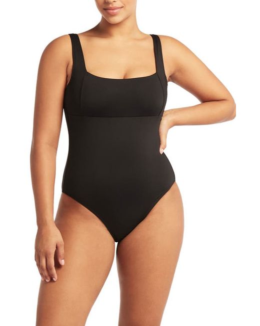 Sea Level Square Neck One-Piece Swimsuit in at 4 Us