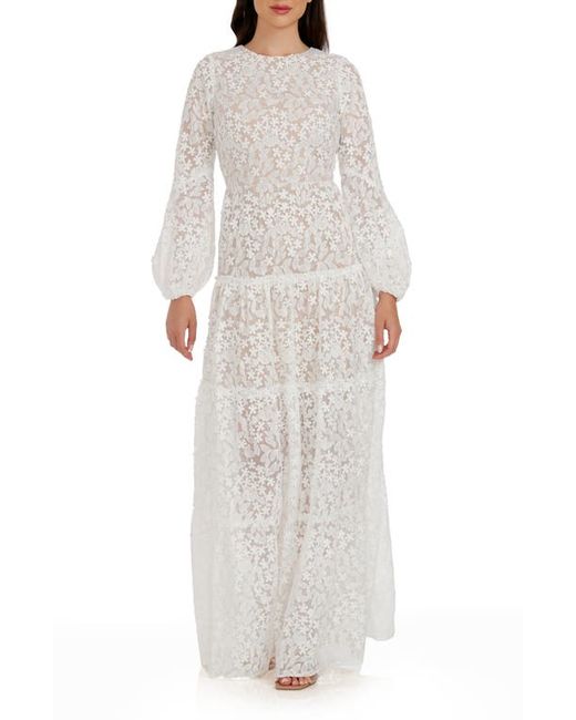 Dress the population Lyra Semisheer Long Sleeve Gown in at Xx-Small