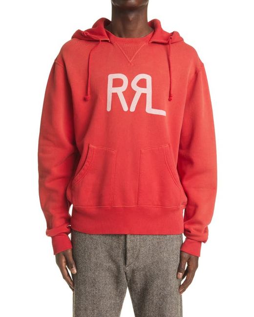 Double RL RRL Logo Fleece Hoodie in at Small