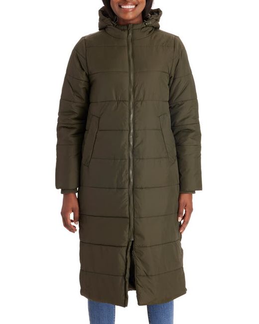 Modern Eternity 3-in-1 Long Quilted Waterproof Maternity Puffer Coat in at X-Large