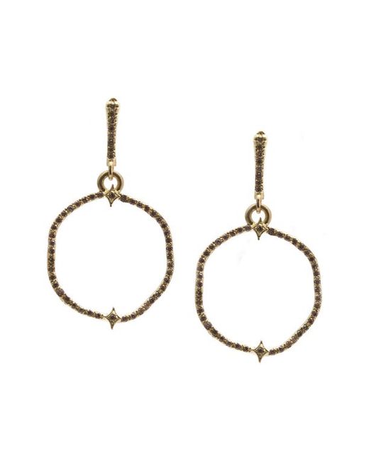Armenta Shaped Circle Crivelli Pavé Champagne Diamond Drop Earrings in at