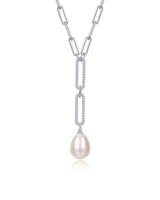 Lafonn Cultured Pearl Simulated Diamond Y Necklace in at