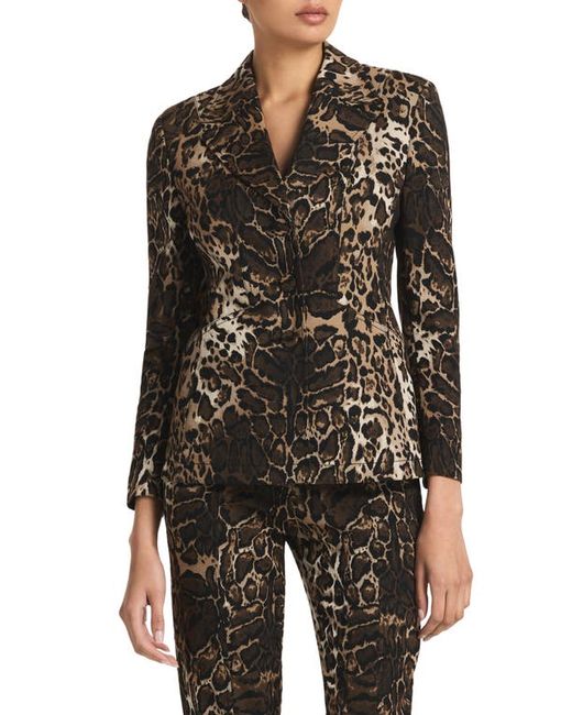 St. John Collection Leopard Jacquard Blazer in at 0