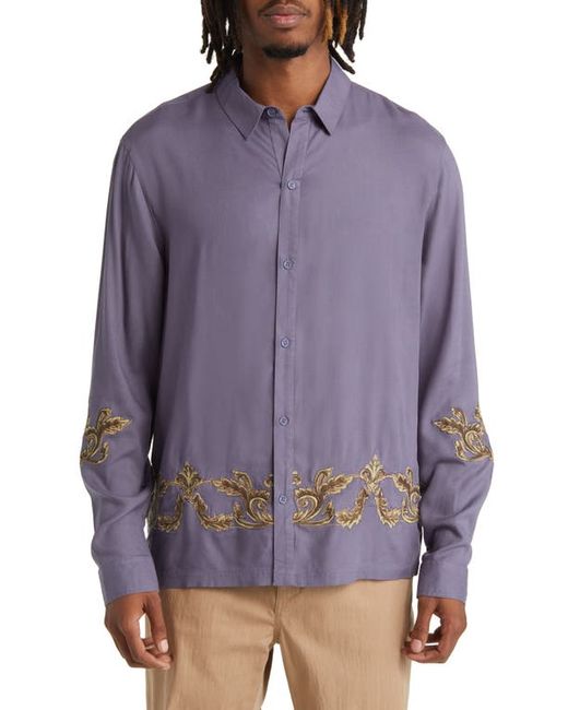 Native Youth Embroidered Button-Up Shirt in at Small