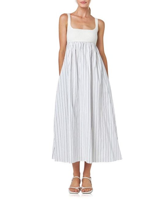 English Factory Tie Back Knit Combo Sundress in Off White/Navy at X-Small
