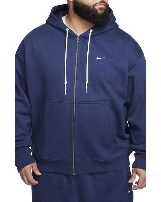 Nike Solo Swoosh Zip Hoodie in Midnight Navy/White at X-Small