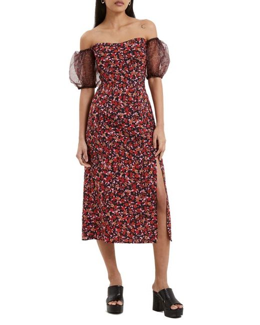 French Connection Clara Floral Off the Shoulder Puff Sleeve Dress in at