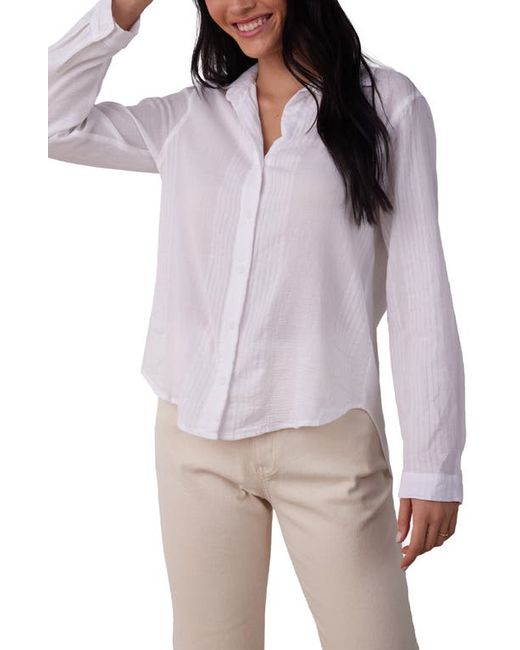 Bella Dahl Tonal Stripe Cotton Linen Button-Up Shirt in at X-Small