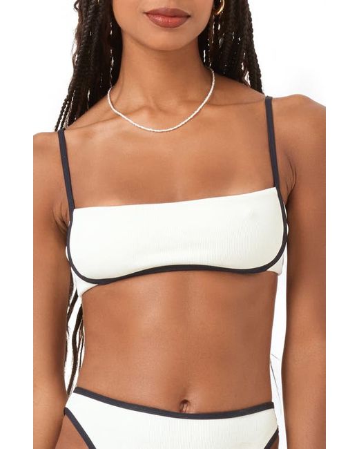 L*Space Hazel Ribbed Bikini Top in Cream/Black at