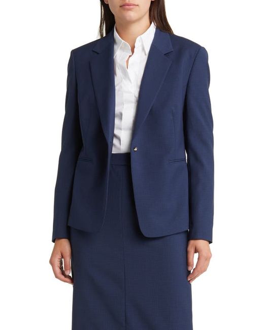 Boss Jeniver Houndstooth One-Button Virgin Wool Blazer in at 0
