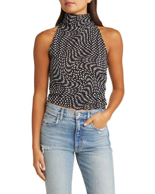 Wayf Ruched Mock Neck Sleeveless Top in at X-Small