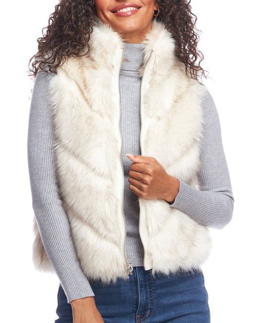 Donna Salyers Fabulous Furs Reversible Chevron Quilted Shortie Faux Fur Vest in at X-Small