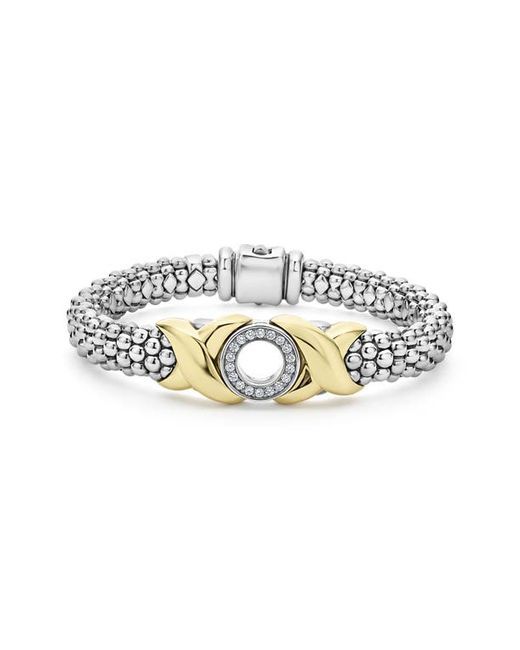 Lagos Embrace XO Pavé Diamond Caviar Bracelet in Gold at