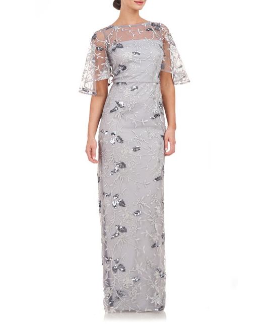 JS Collections Daphne Embroidered Sequin Column Gown in at 0
