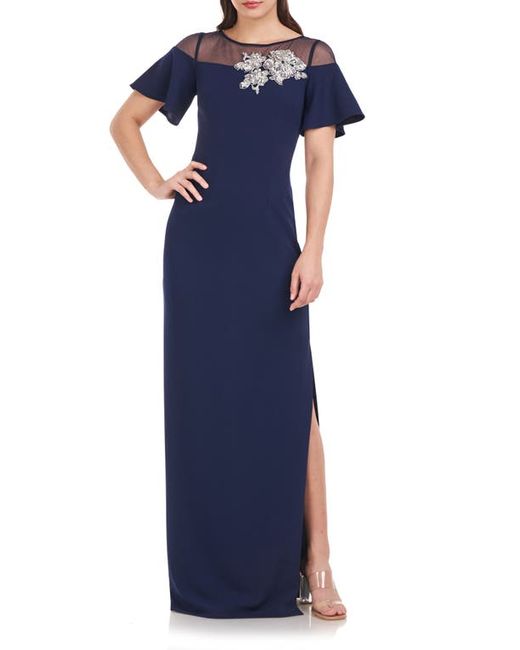 JS Collections Fleur Beaded Column Gown in at 0