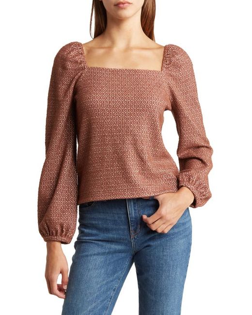 Madewell Jacquard Puff Sleeve Button Front Crop Top in at Xx-Small