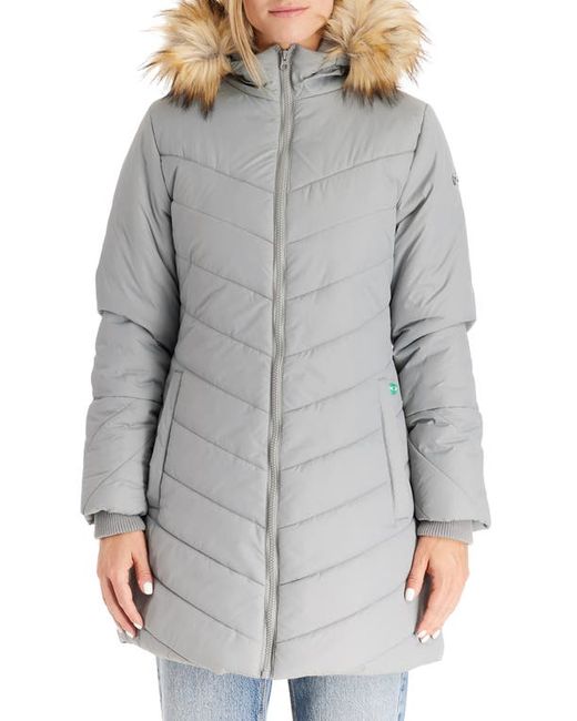 Modern Eternity Faux Fur Trim Convertible Puffer 3-in-1 Maternity Jacket in at X-Small