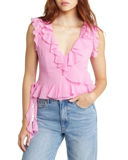 Open Edit Ruffle Sleeveless Crop Top in at Xx-Small