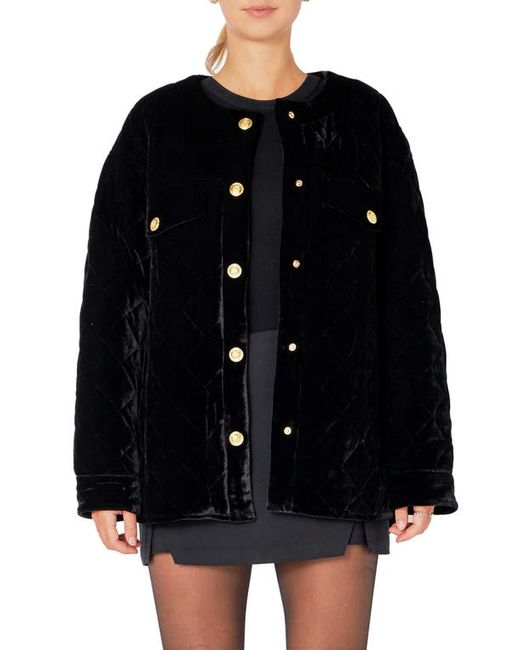 Endless Rose Premium Quilted Velvet Oversized Jacket in at X-Small