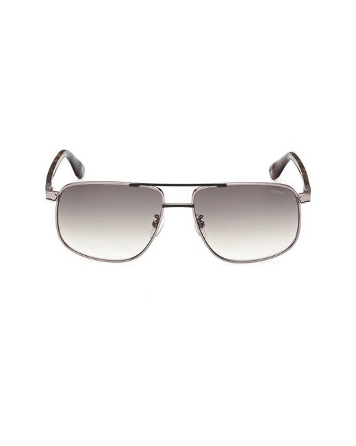 Bmw 57mm Square Sunglasses in Shiny Palladium/Gradient Grn at