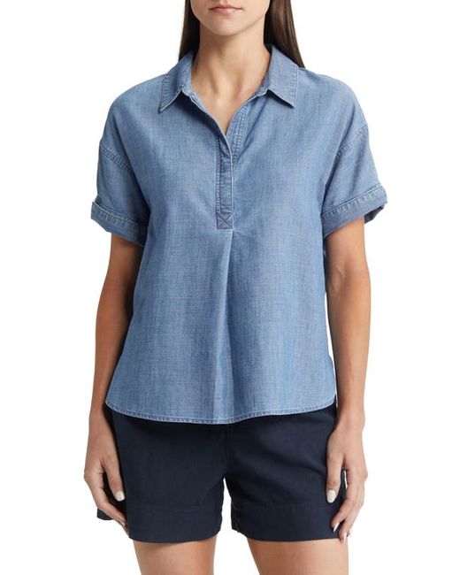CaslonR caslonr Pleat Front Chambray Popover Blouse in at