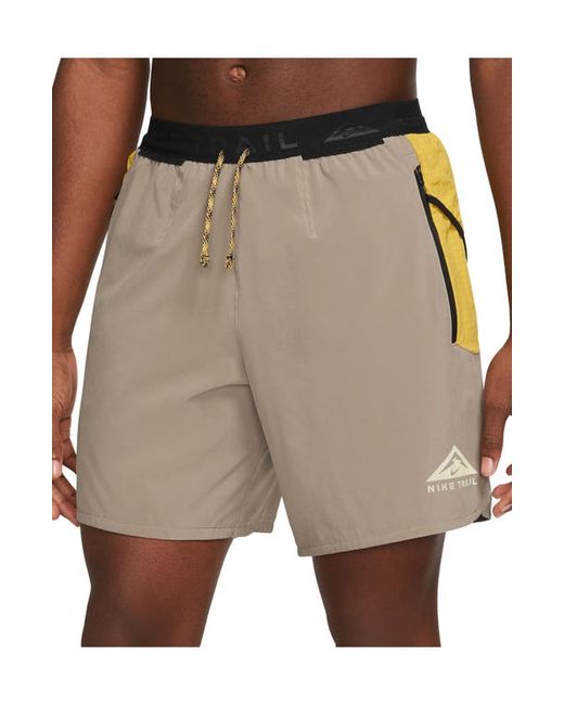 Nike Dri-FIT Trail Running Shorts in Sulfur/Coconut at Small
