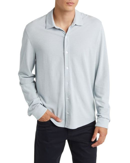 Vince Piqué Knit Button-Up Shirt in at X-Small