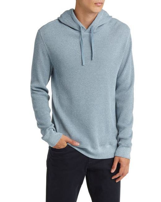 Vince Pima Cotton Mouliné Thermal Hoodie in High Sea/Off at X-Small