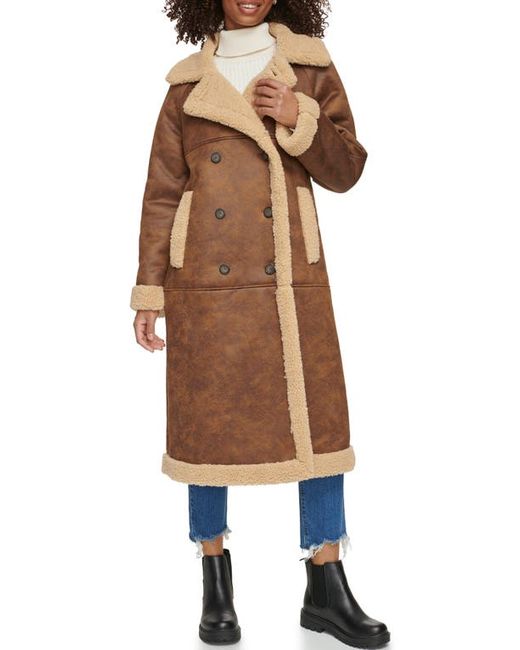 Levi's Notch Collar Faux Shearling Coat in Sesame at X-Large
