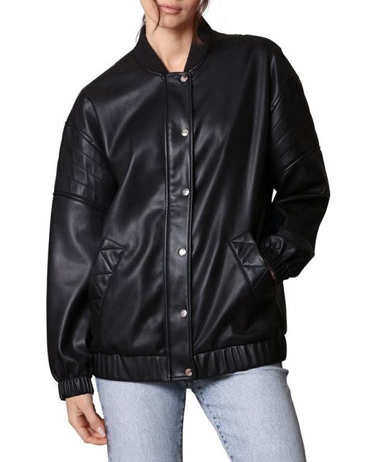 Avec Les Filles Relaxed Fit Faux-Ever Leather Bomber Jacket in at X-Small