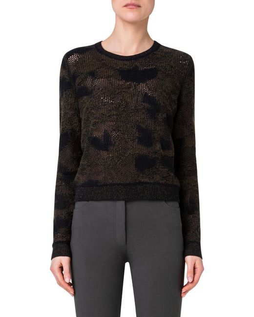 Akris Abraham Floral Jacquard Virgin Wool Cashmere Sweater in at 4