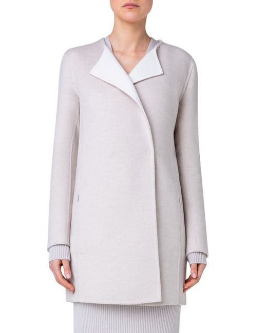 Akris Double Face Virgin Wool Cashmere Reversible Coat in at 14