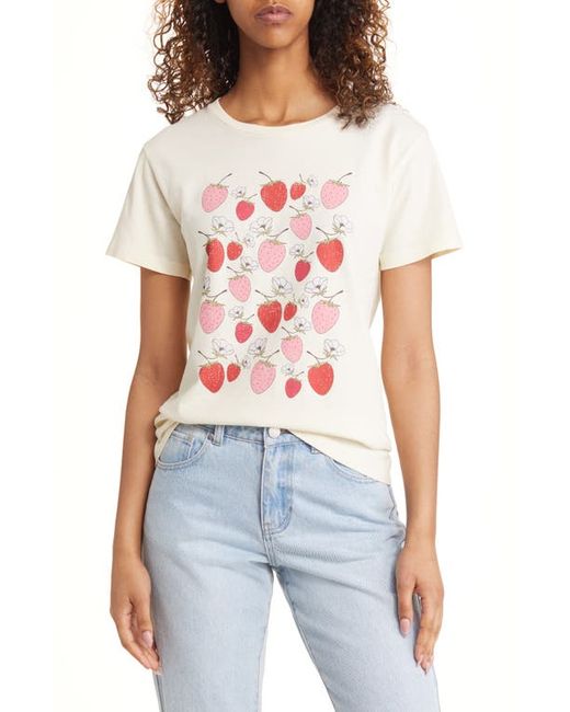 Golden Hour Strawberry Flower Field Graphic T-Shirt in at Medium