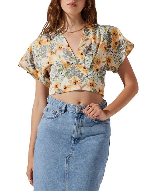 ASTR the Label Tie Back Crop Satin Blouse in at X-Small