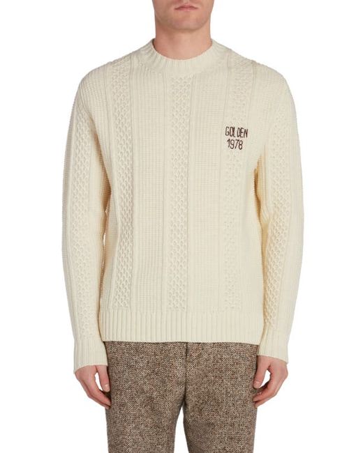 Golden Goose Journey Embroidered Wool Sweater in Lambs Wool/Sassfrass at Xx-Large