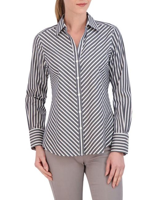 Foxcroft Mary Stripe Stretch Button-Up Shirt in at