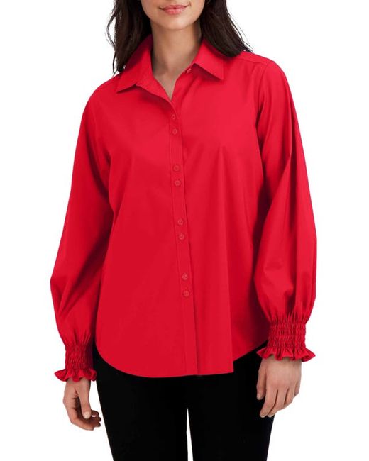 Foxcroft Olivia Ruffle Cuff Blouse in at X-Small