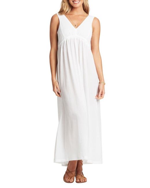 Sea Level Crinkle Drawstring Waist Cotton Cover-Up Maxi Dress in at X-Small