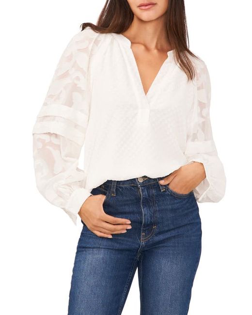 Vince Camuto Split Neck Floral Sleeve Blouse in at Xx-Small