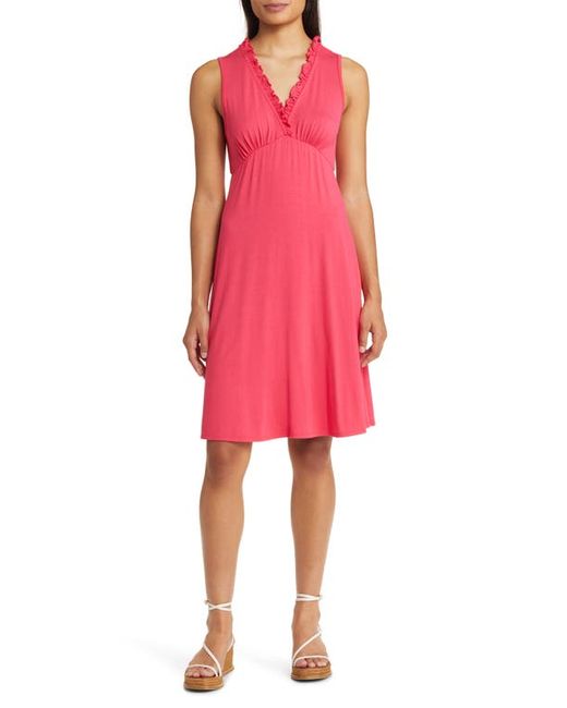 Loveappella Ruffle Neck Empire Waist Dress in at X-Small