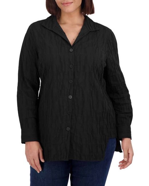 Foxcroft Pandora Crinkle Texture Cotton Blend Button-Up Shirt in at 14W