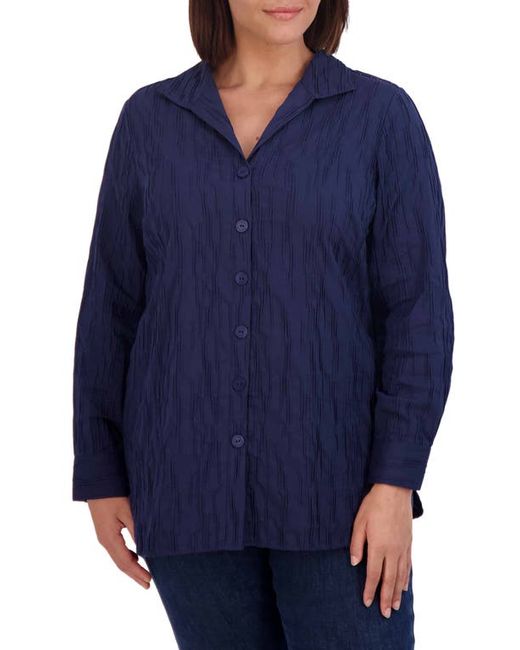 Foxcroft Pandora Crinkle Texture Cotton Blend Button-Up Shirt in at 14W
