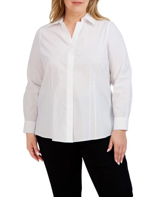 Foxcroft Taylor Long Sleeve Stretch Button-Up Shirt in at 14W