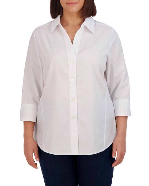 Foxcroft Paityn Croc Jacquard Cotton Blend Button-Up Shirt in at 14W