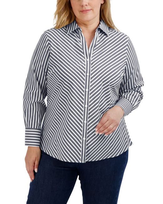 Foxcroft Mary Stripe Stretch Button-Up Shirt in at 16W