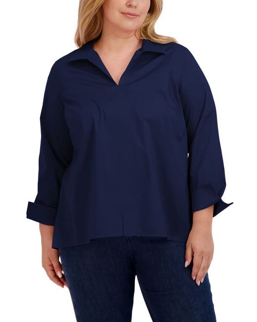 Foxcroft Agnes Smocked Cuff Blouse in at 1X