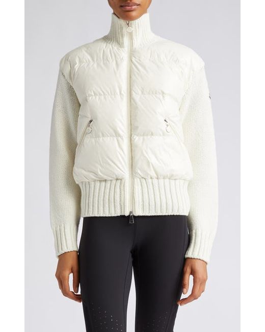 Moncler Mixed Media Quilted Down Cardigan in at X-Small