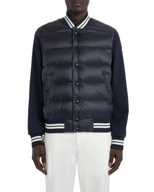 Moncler Quilted Nylon Cotton Knit Varsity Cardigan in at
